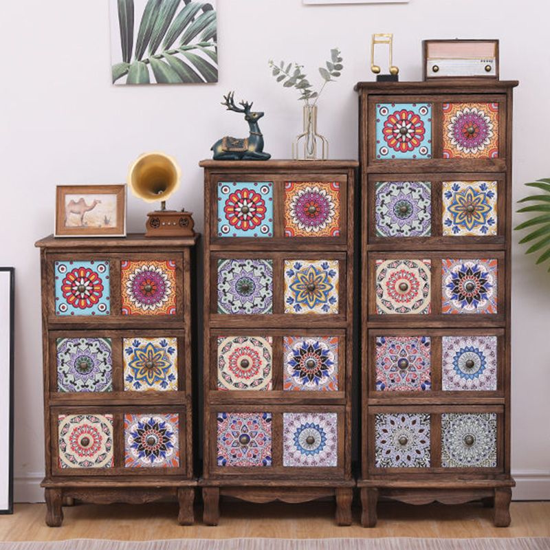 Brown Storage Chest Traditional Style Wooden Storage Chest Dresser with Drawers