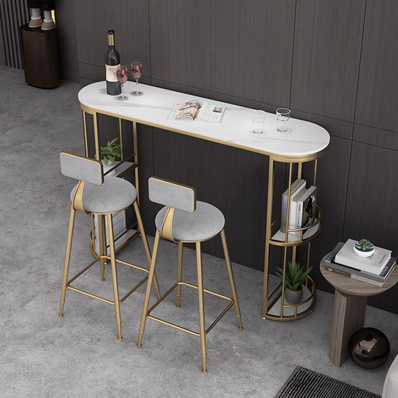 Traditional Luxury Stone Bar Dining Table Oval Bar Table with Double Pedestal