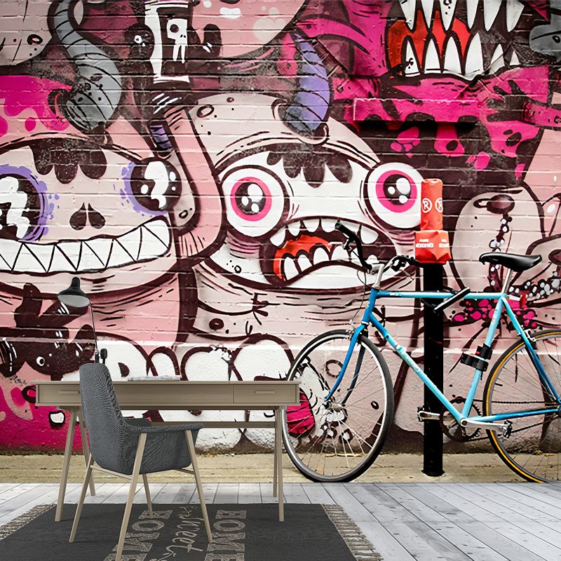 Extra Large Novelty Wall Decor Pink and Purple Street Graffiti Wall Mural, Custom-Printed