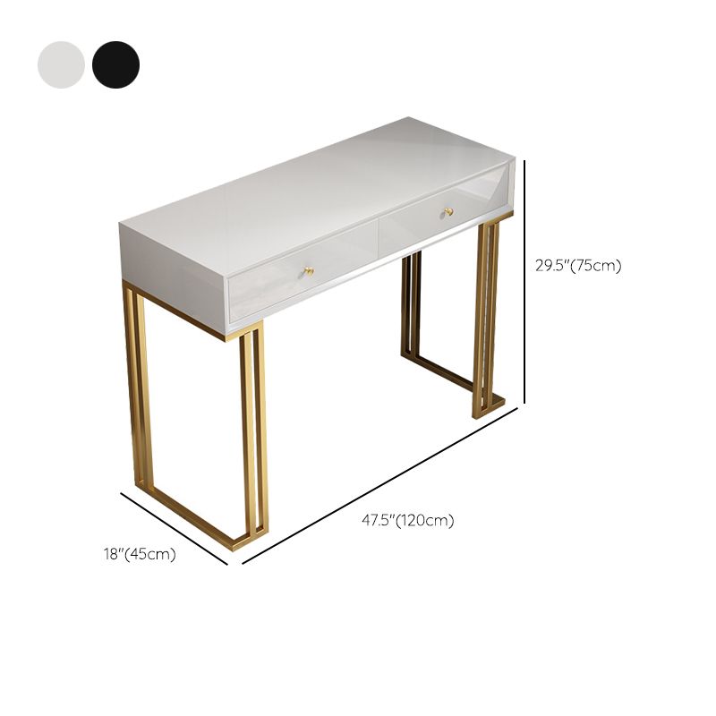 Two Piece Luxurious Wood Vanity Set Black/White Dresser with Stool