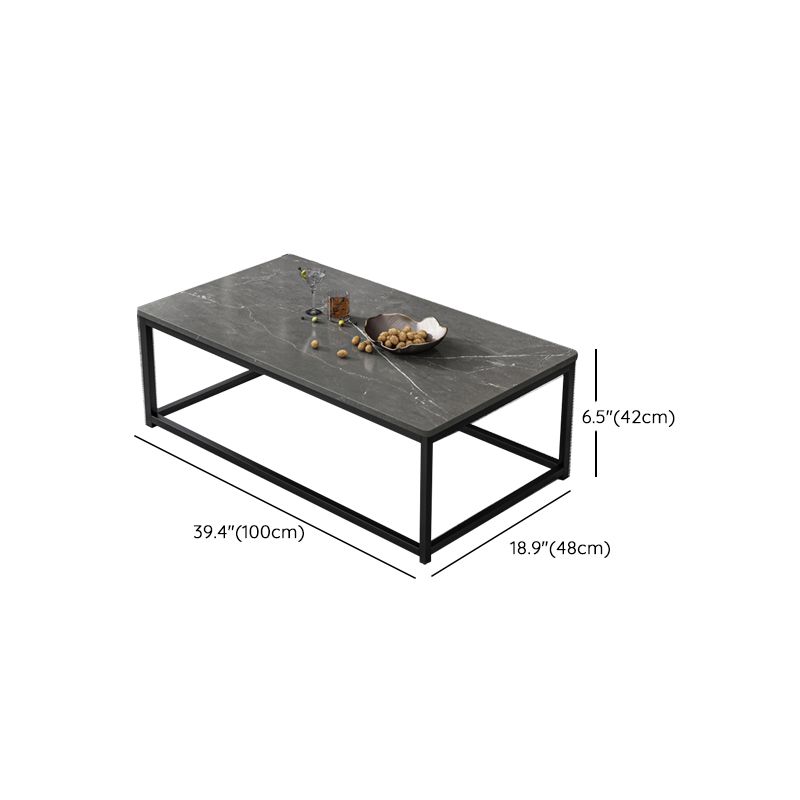 Modern Simple 1 Single Cocktail Table Rectangular Frame Coffee Table with Storage Shelf