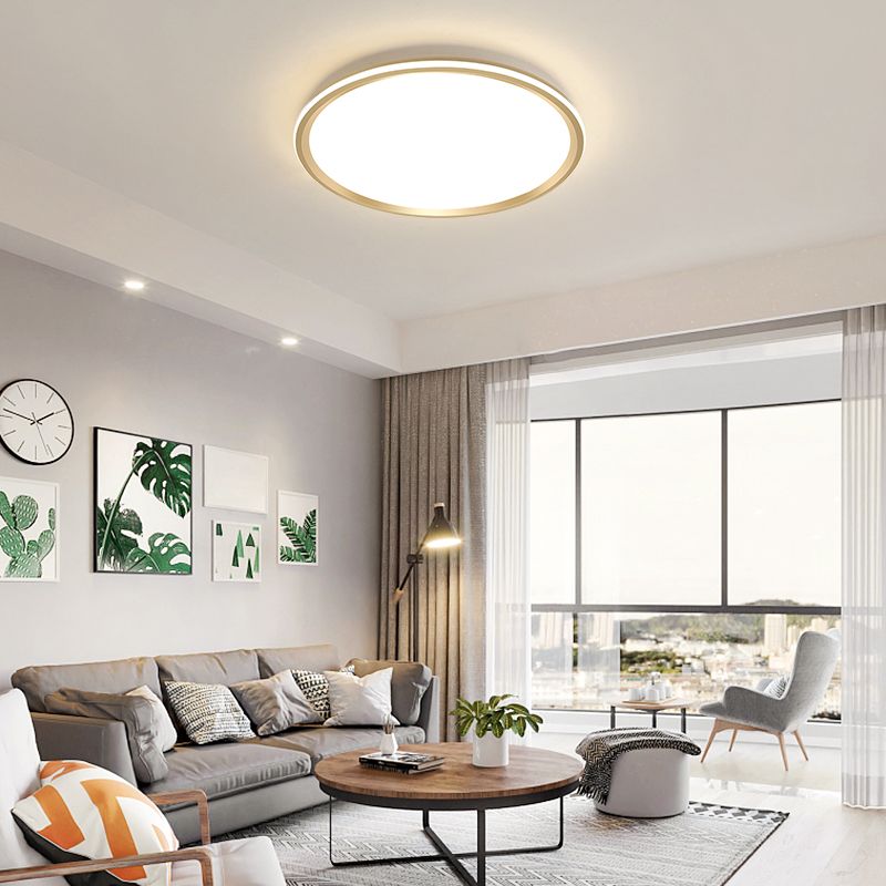 Disc Flush-Mount Light Fixture Simplicity Acrylic Bedroom LED Ceiling Lamp in Gold