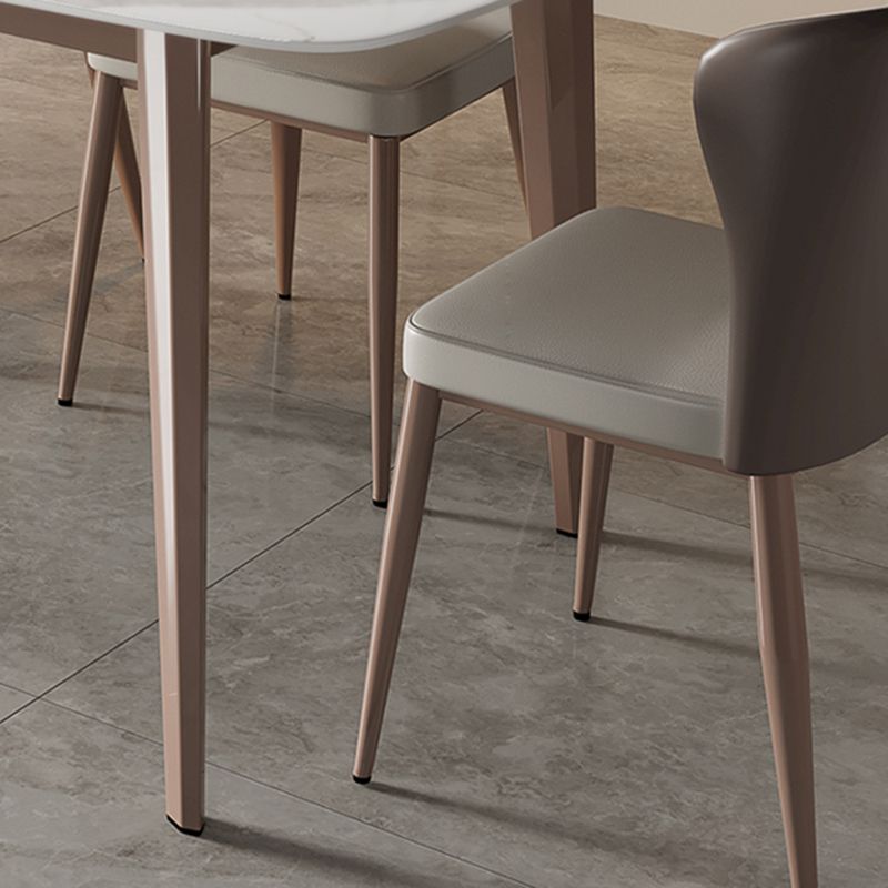 Modern Sintered Stone Dining Table Rectangle Table with 4 Legs for Home