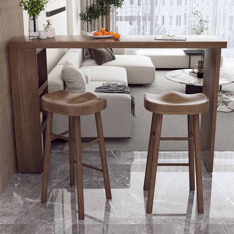 Modern Rectangle Bar Table Set 1/3 Pcs Solid Wood Bar Table and Stools