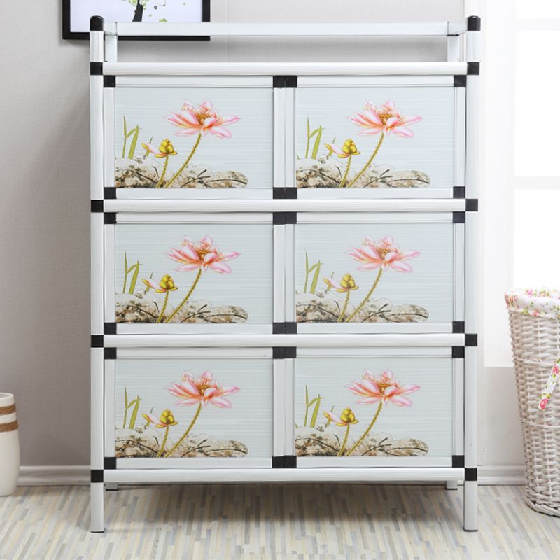 Modern Metal Sideboard Tempered Glass Doors Cabinets Server for Dining Room