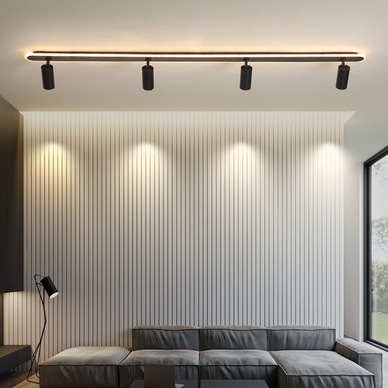 Langwerpige acryl schaduw LED-plafondlamp in moderne eenvoud Metalen lamp Semi-inbouwmontage voor commerciële ruimtes