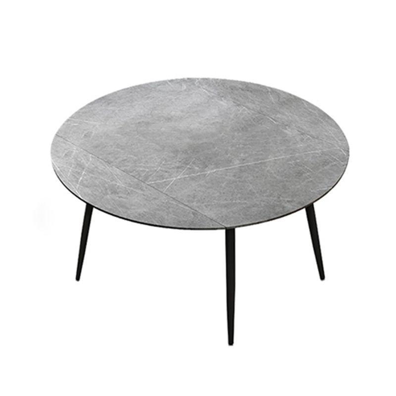 Contemporary Style Stone Dining Table Round Drop-Leaf Table with 4-foot