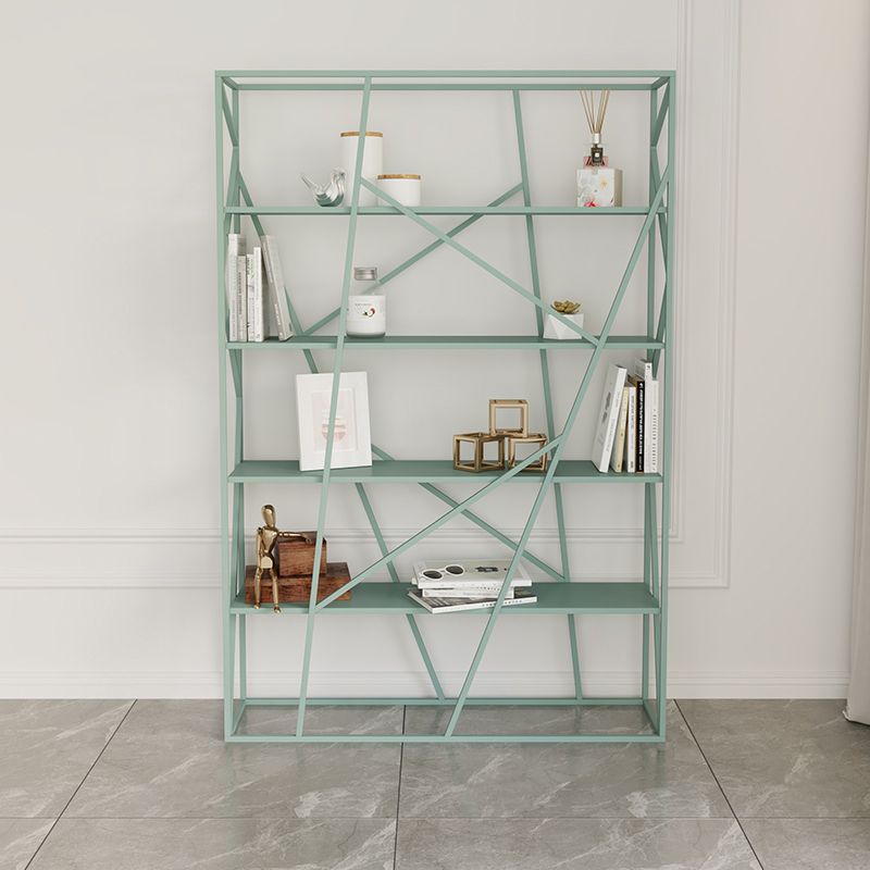Metal Etagere Bookshelf Scandinavian Open Back Bookcase with Shelves