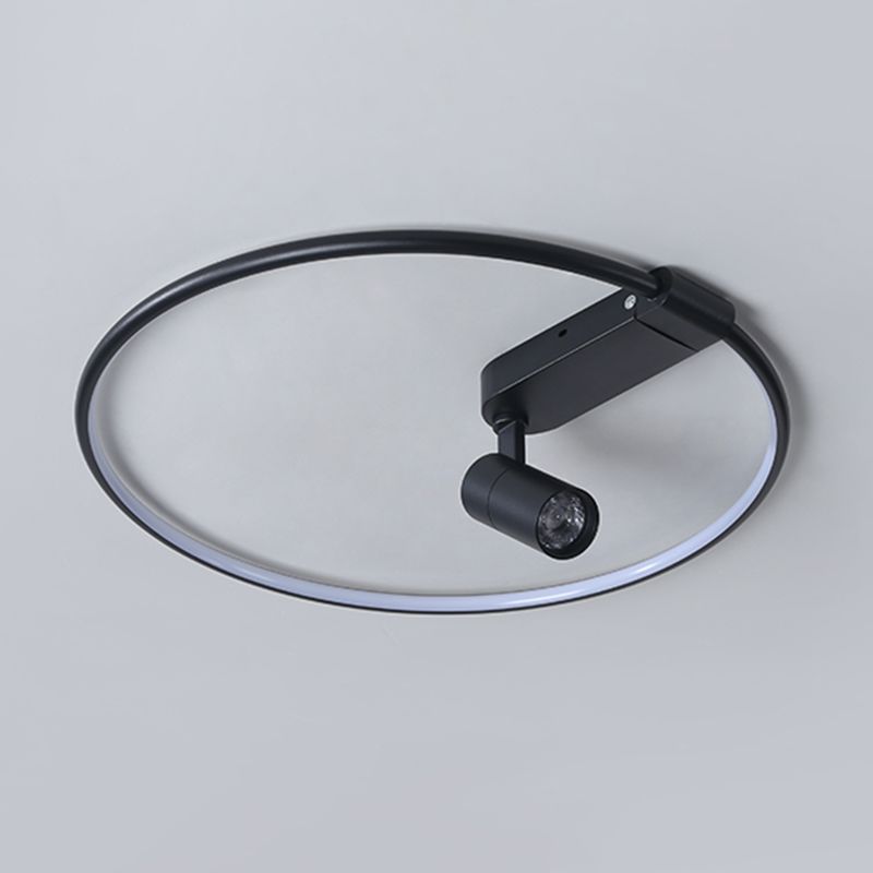 Ultra Modern Round Shape Led Flush Mount Acrylic Bedroom Ceiling Mount Light Fixture with 1 Spotlight