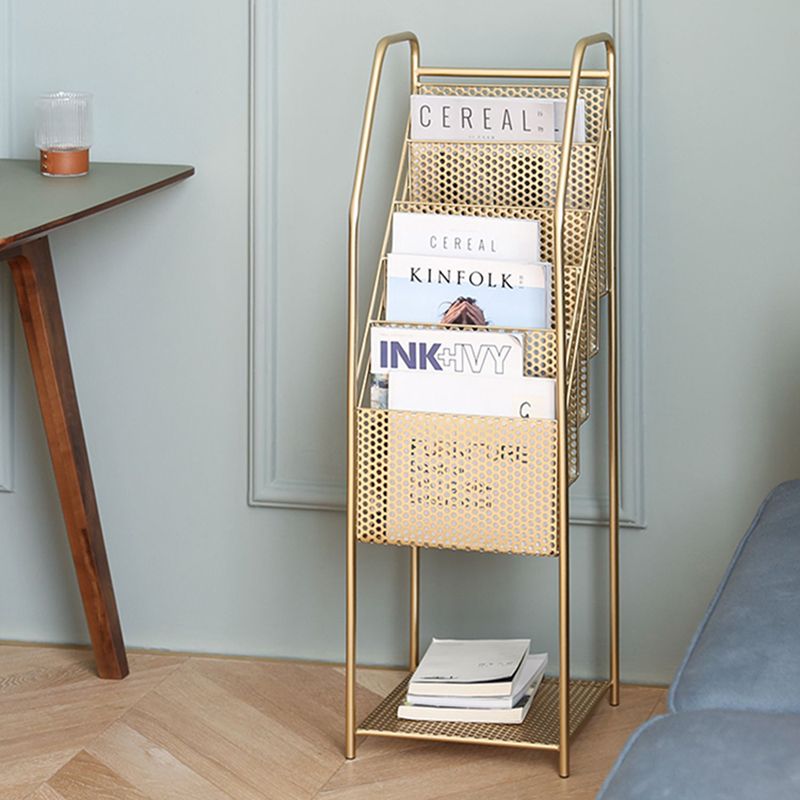 Modern Style Vertical Metal Bookshelf Closed Back Bookcase with Shelves