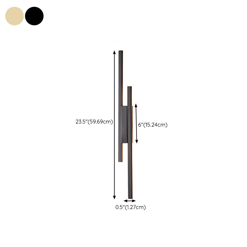 Modernism 2-Light Golden/Black Wall Mounted Sconce LED Linear Wall Light