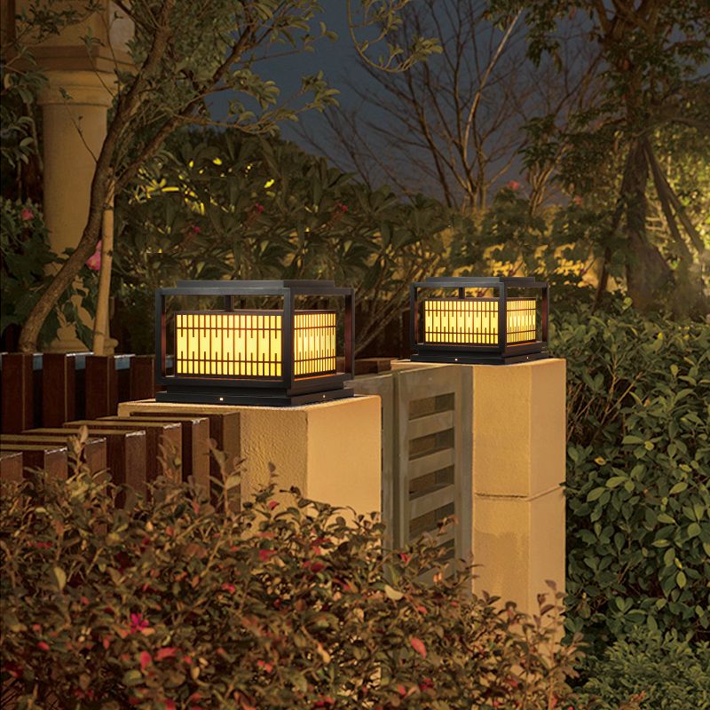 Square Shape Pillar Lamp Contemporary Outdoor Waterproof Light for Courtyard