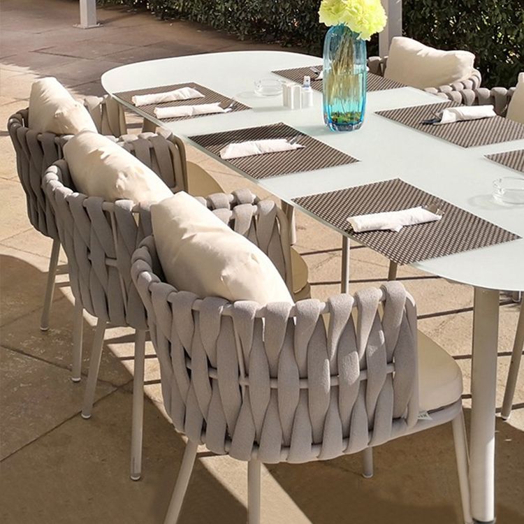 Contemporary Aluminum Coffee Table Metal Frame Outdoor Dining Table