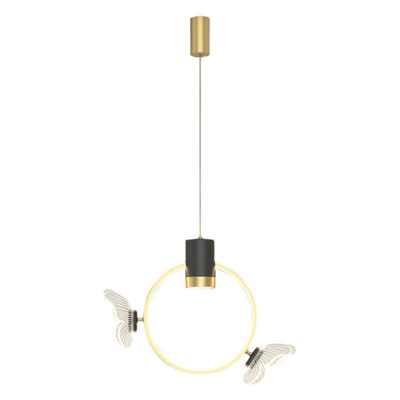 Golden Halo Ring Hanging Light Simplicity Metal LED Suspension Pendante Pendre pour la chambre