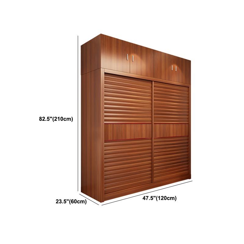 Brown Contemporary Wardrobe Armoire Engineered Wood Wardrobe Closet