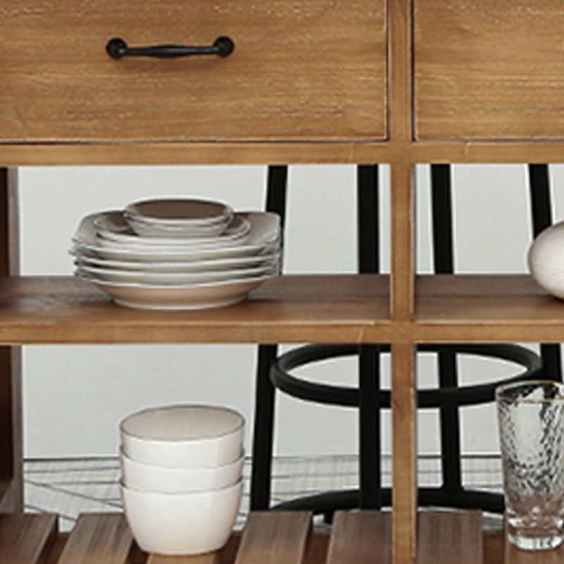 Modern Kitchen Island Table Pine Wood Prep Table with Towel Rack