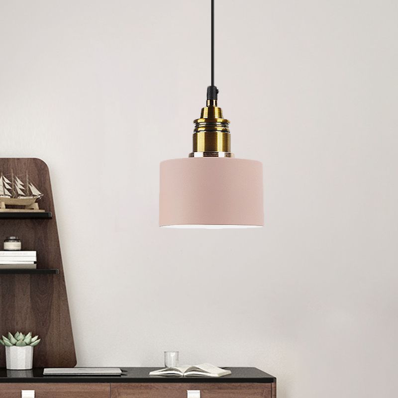 Lámpara de colgante redonda de 5 "/12" de ancho Macaron Macaron Metal Metal Lighting con enchufe de latón para corredor
