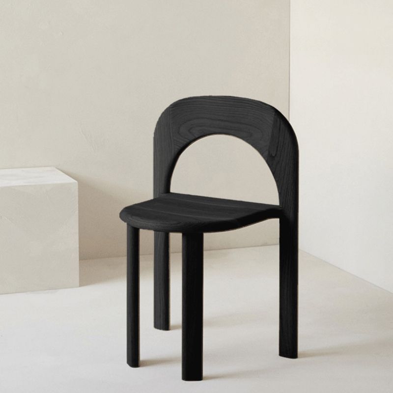 Indoor Stackable Dining Side Chair Solid Wood Oak Solid Wood Open Back Dining Side Chair