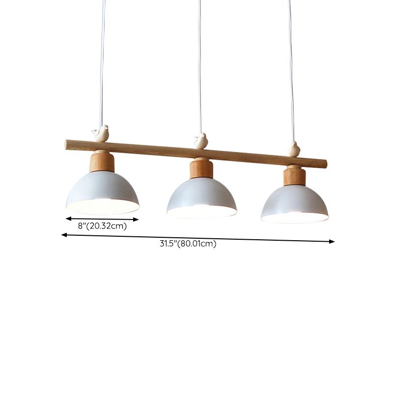 Wooden Island Light Modern Island Hanging Light with Bird Decoration for Dining Room