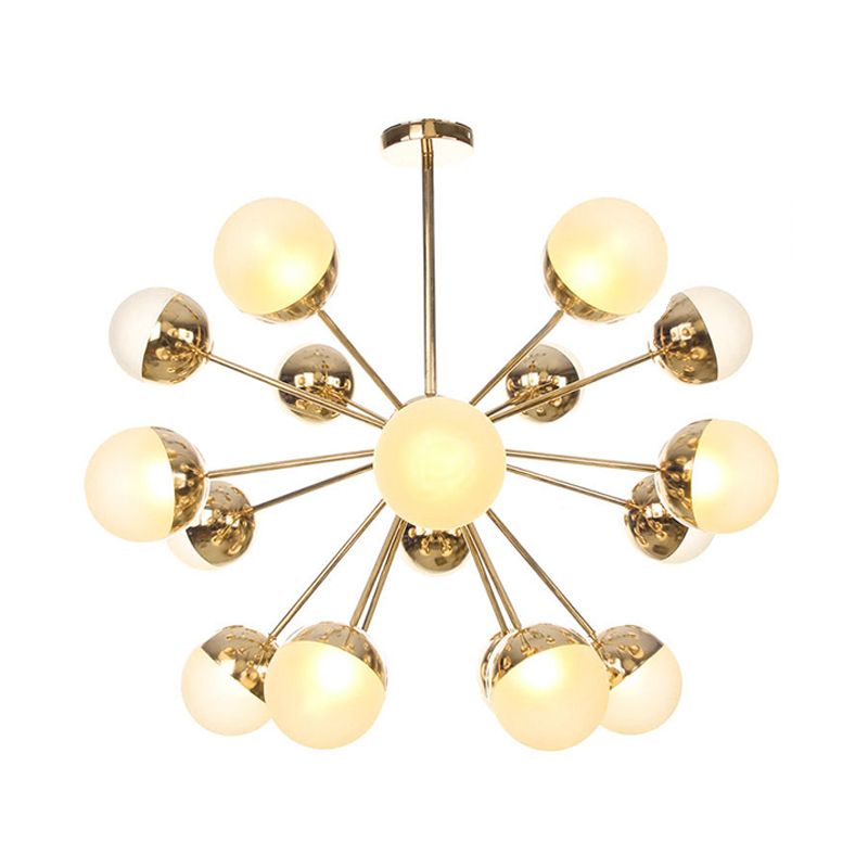 Semi-encastré Globe pour salle à manger, verre blanc/transparent/gris fumée, 9/12/15 lumières, luminaire semi-encastré contemporain en cuivre/chrome/or