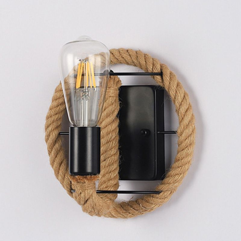 Geometric Wall Light Fixture Modern Rope 1 Light Wall Sconce in Black
