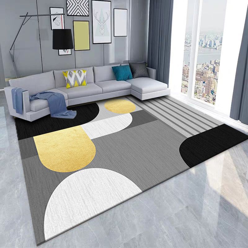 Luxuriöser geometrischer Teppich, mehrfarbig, minimalistischer Teppich, Synthetik, haustierfreundlich, maschinenwaschbar, rutschfester Teppich für die Inneneinrichtung