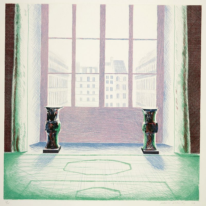 Artistic French Window Painting Murals Non-Woven Washable Green-White Wall Decor for Home