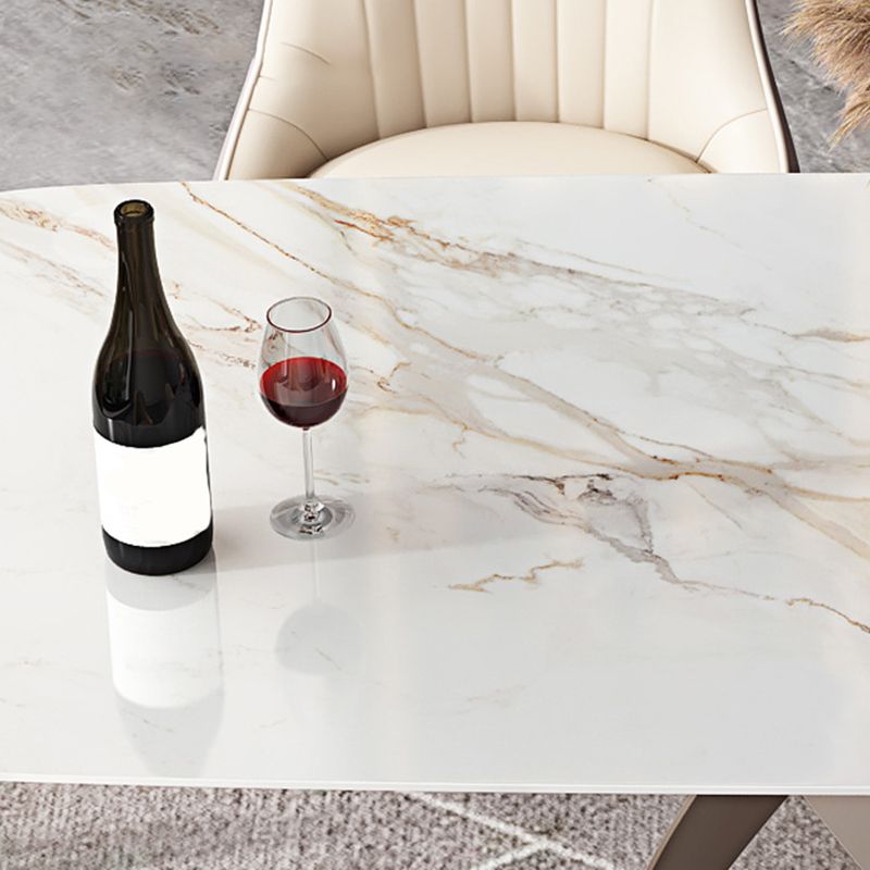 Modern Style Dining Rectangle Table Sintered Stone Table with Metal Legs for Home