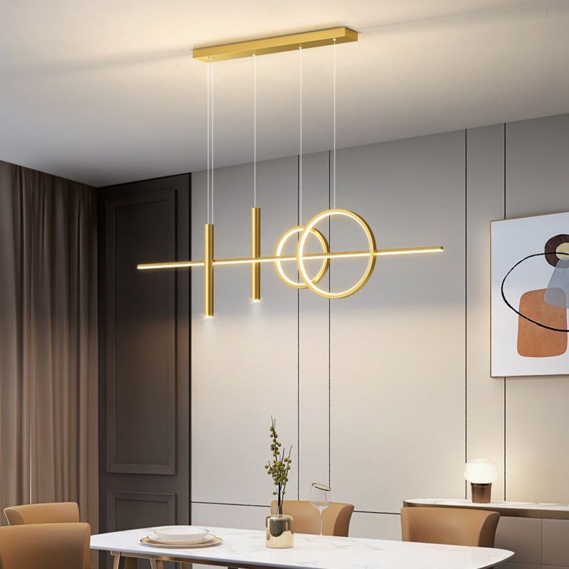 Unique Shape Hanging Lamp Metal Island Chandelier Lights for Dining Room