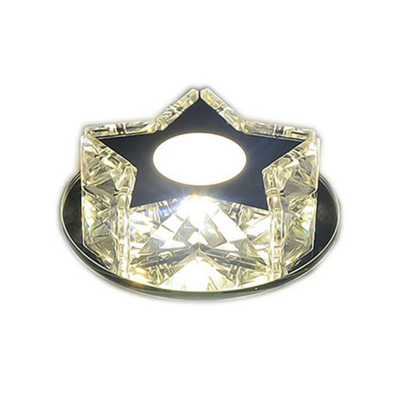 Five-Pointed Star Crystal LED Flush Mount Modern Clear Flushmount Ceiling Light for Entryway