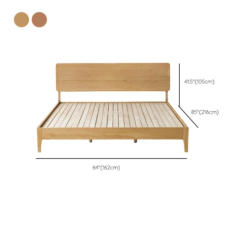 41.33" Height Solid Wood Standard Bed in Natural with Rectangle Headboard