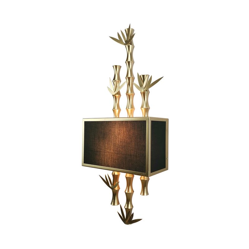 Metal Rectangle Sconce Light Rustic 1 Light Living Room Wall Mounted Lamp in Black/White