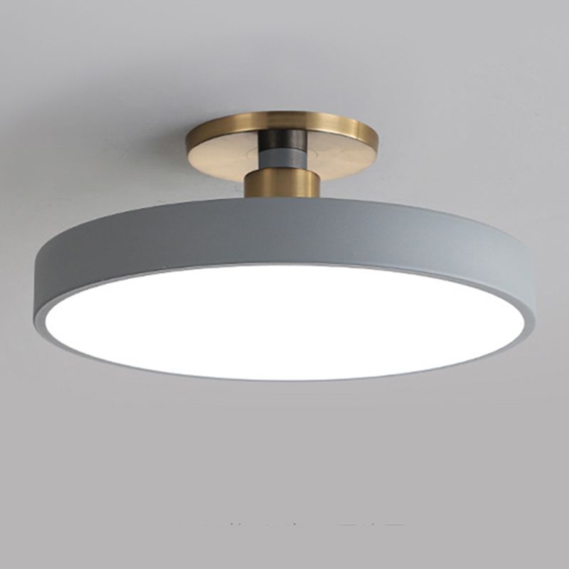 Nordic Style Round Ceiling Light Metal LED Semi Flush Mount Light for Bedroom