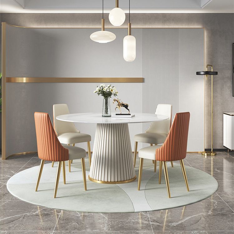 1/3/4/7 Pcs Metal Modern Dining Room Set with Round Table and Metal Base Dining Set