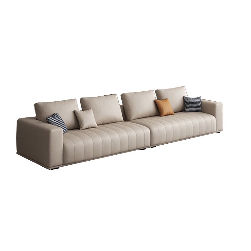 Transitional Modern Cushions Sofa 31.5"High Square Arm Sofa, Beige