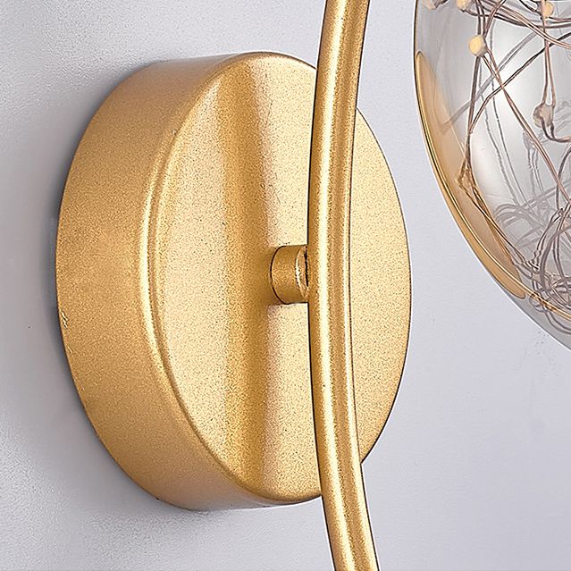 Spherical Wall Sconce with Antlers Nordic Luxury Style Glass Sconces for Living Room Bedroom
