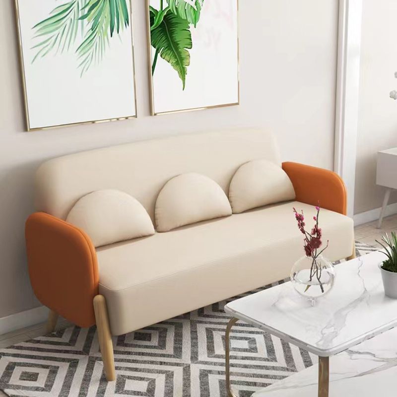 Contemporary Tight Back Standard Sofa Faux Leather Square Arm Sofa