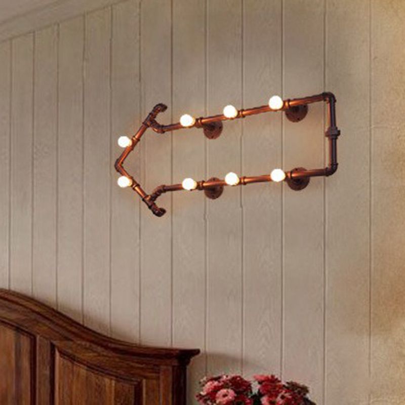 Rost 8-Bulb-Wandlampe Industrial Metall Pfeil geformtes Leuchtenleuchte für Schlafzimmer