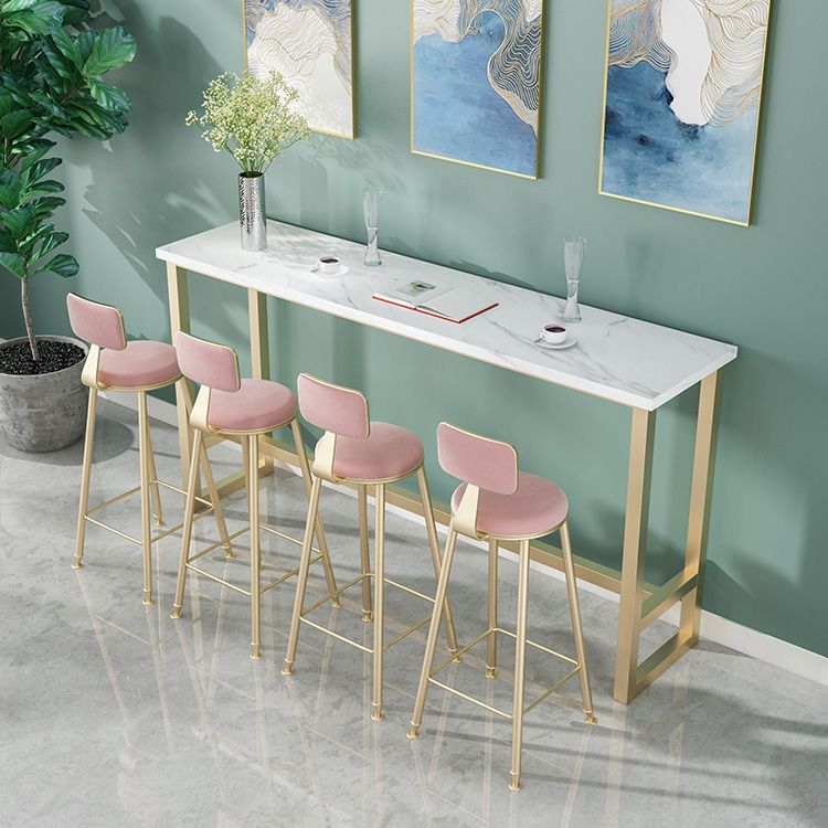 1/2/5 Pieces Modern Iron Bar Table Set Rectangle Engineered Wood Bistro Set with Footrest