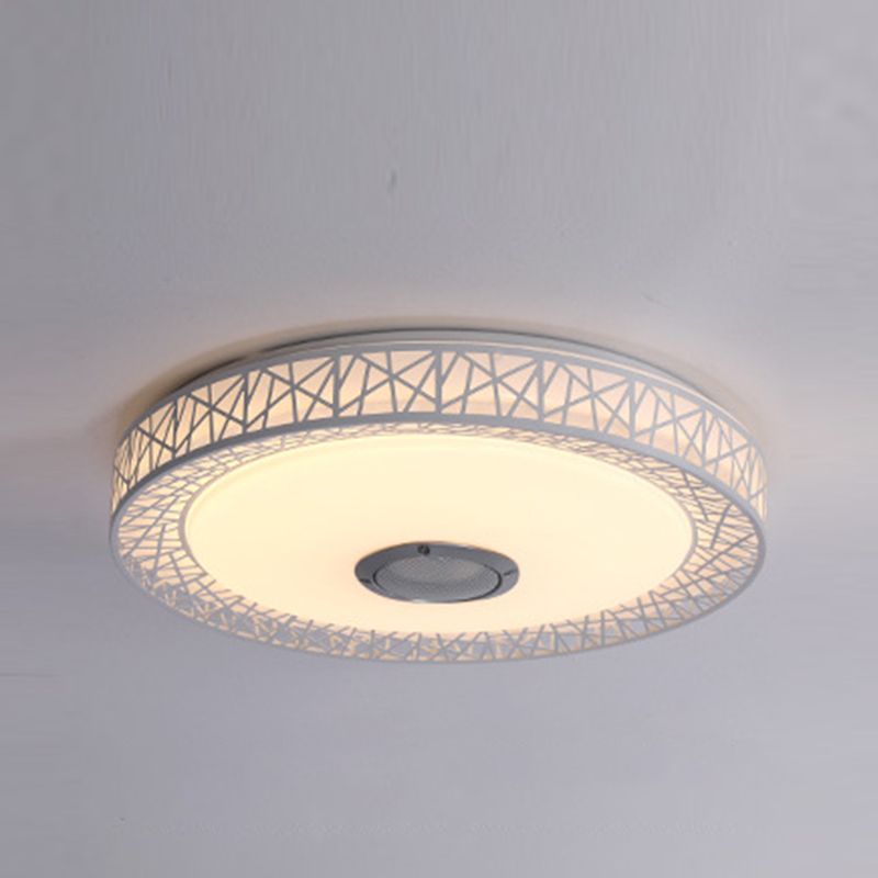 Round Shape LED Intelligent Ceiling Lamp Modern Iron 1 Light Flush Mount for Bedroom