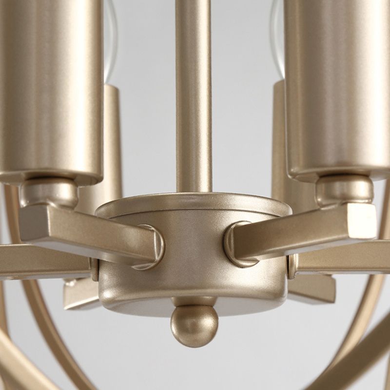 Post-Modern Metal Hanging Chandelier Light Gold Spherical Cage Shade Ceiling Chandelier for Dining Room