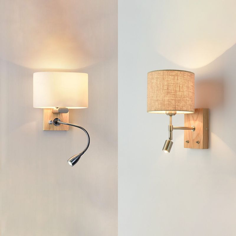 Geometric Shade Wall Lighting Modern Simple Style Wood 1 Light Sconce Light in Gold