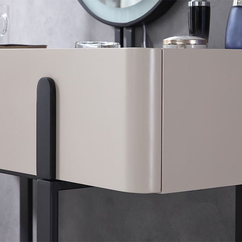 Contemporary Stone Top Vanity Desk 2-Drawer Dressing Table in White