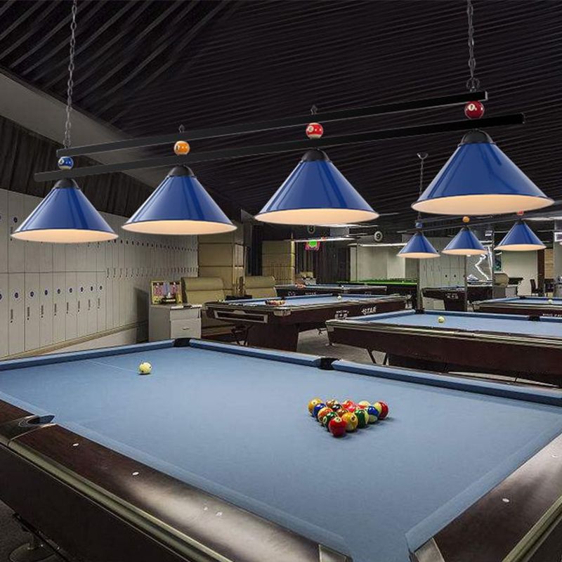 Industrial Conical Island Lamp Metal Pendant Ceiling Light with Decorative Billiards