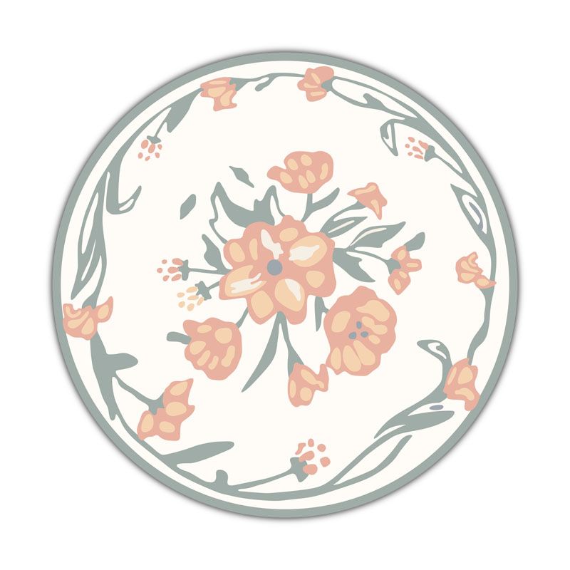 White Modern Rug Blending Flower Rug Washable Indoor Rug for Living Room