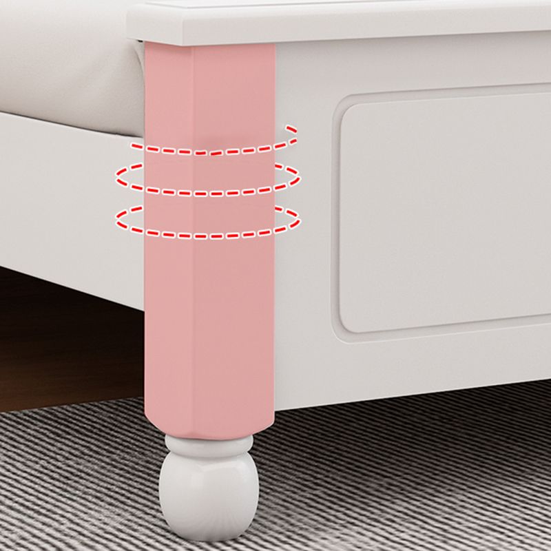 Solid Wood Standard Bed Contemporary White Bed with Panel Headboard