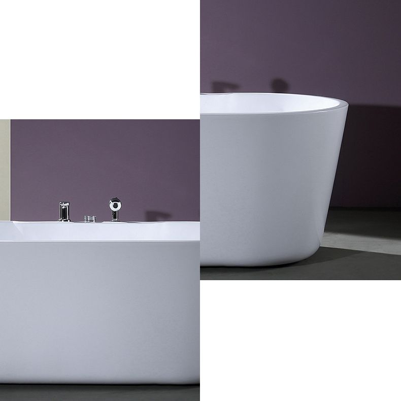 Acrylic Oval Bathtub with Faucet Soaking Freestanding Tub for Bathroom