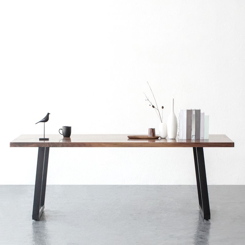 Mesa de comedor rectangular de estilo industrial, mesa fija de madera con madera maciza