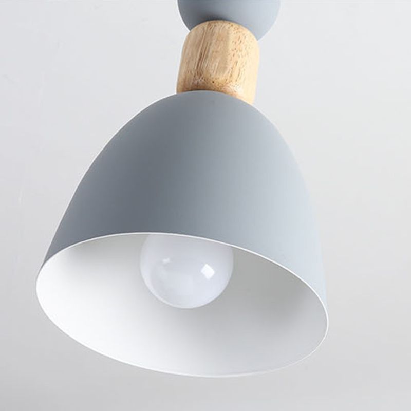Moderne beknopte macaron hangende lamp houten koepel hanger licht met gelakte ijzeren schaduw