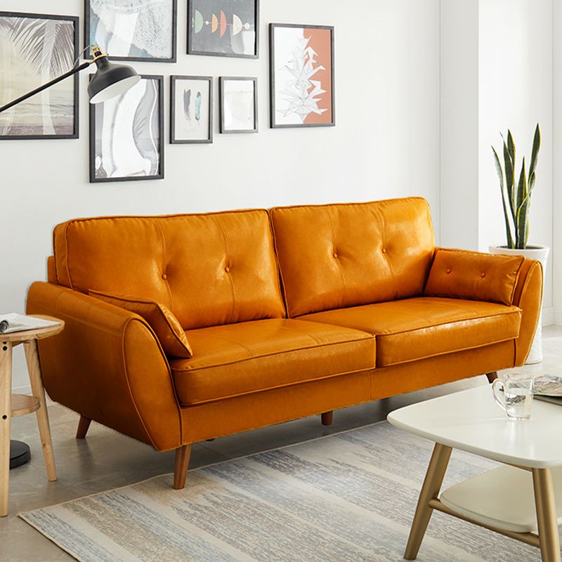 Faux Leather Contemporary Tufted Standard Flared Arm Settee Sofa